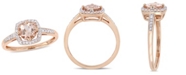 Macy's Morganite (4/5 ct. t.w.) and Diamond (1/7 ct. t.w.) Square Halo Ring in 10k Rose Gold